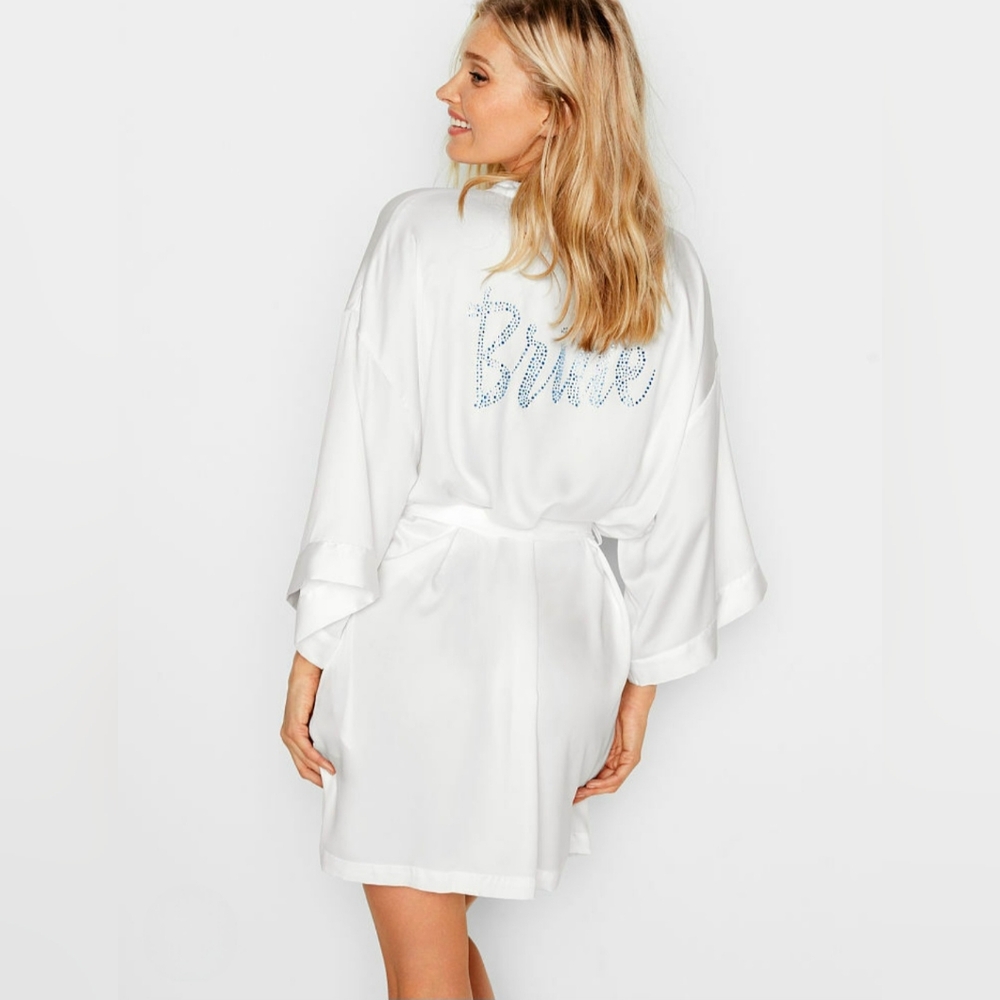 VICTORIA'S SECRET Bride Embellished Satin Short Robe